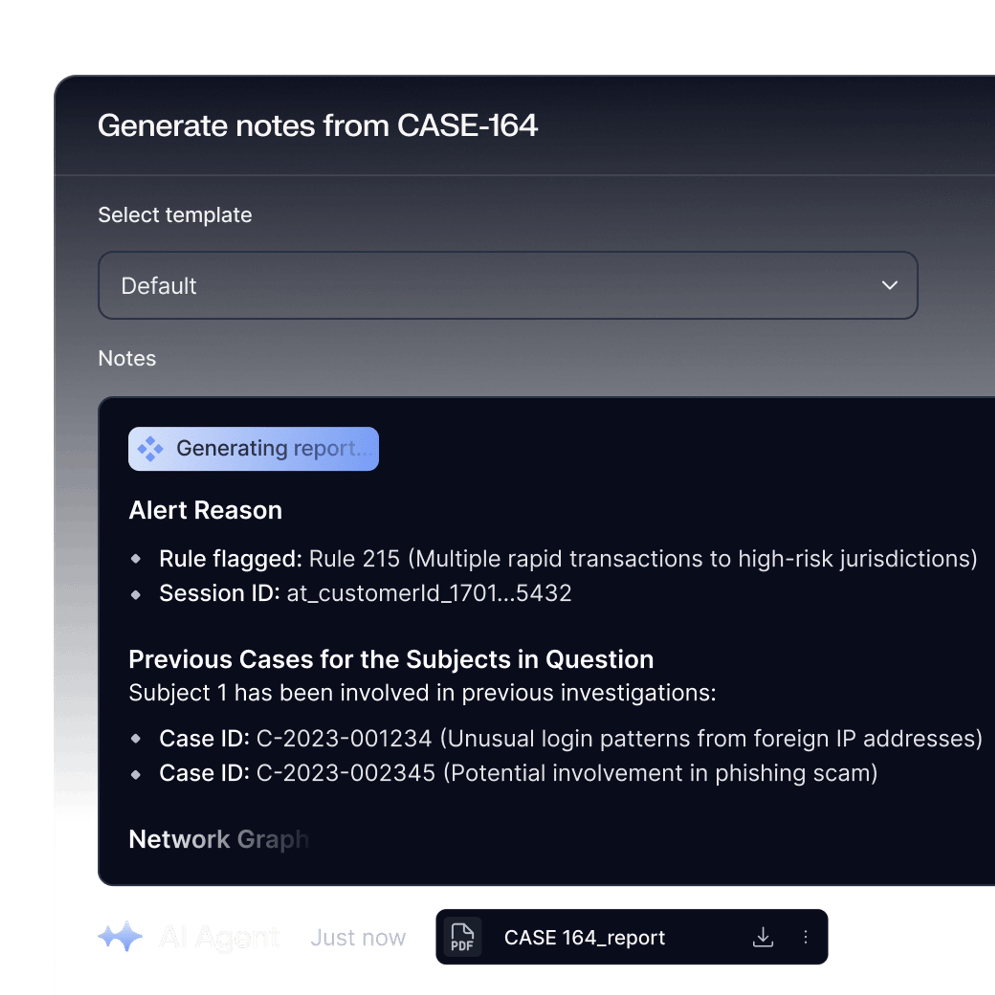 Generate regulator-ready case documentation