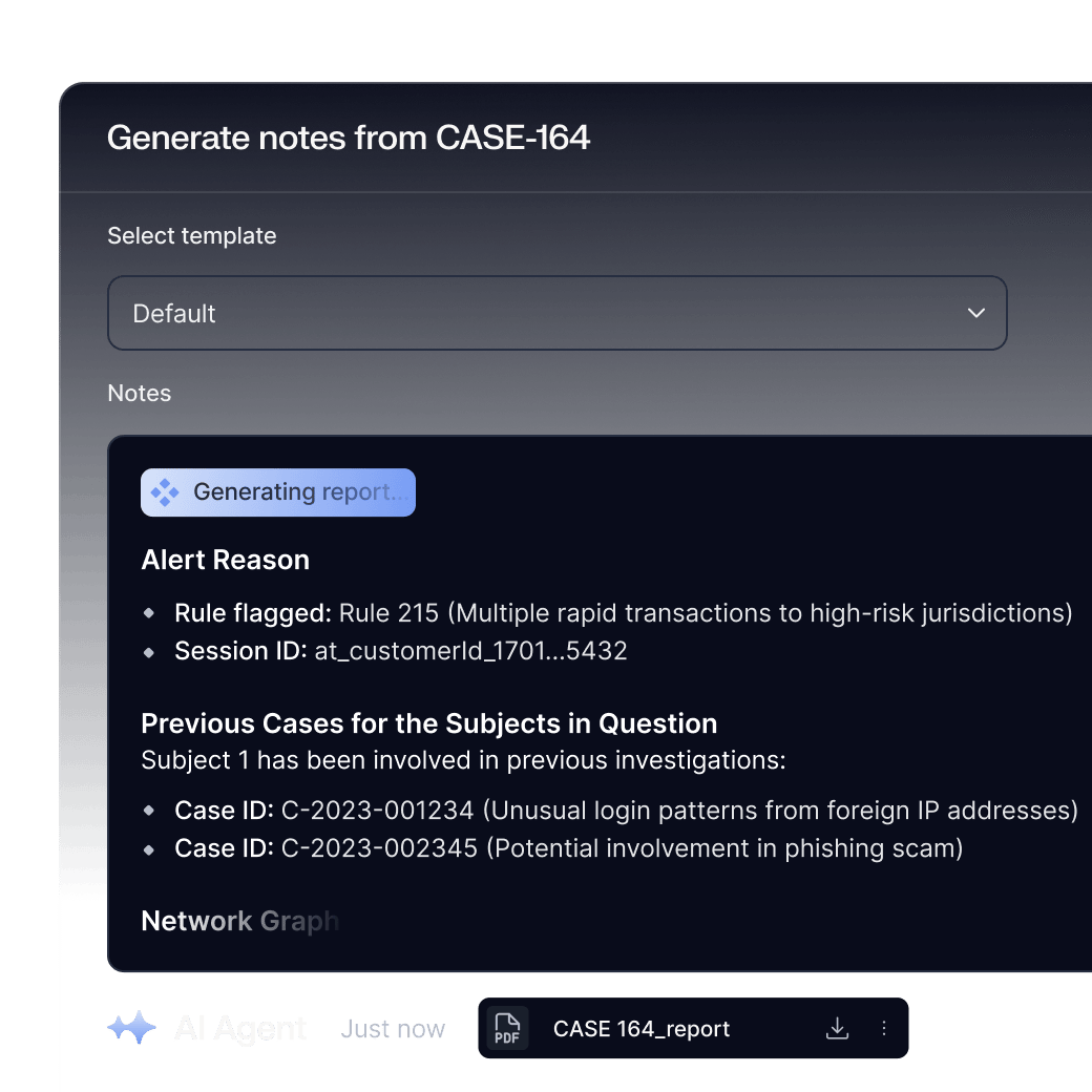 Generate regulator-ready case documentation