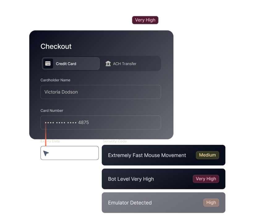 Checkout session flagged for bot-driven account creation
