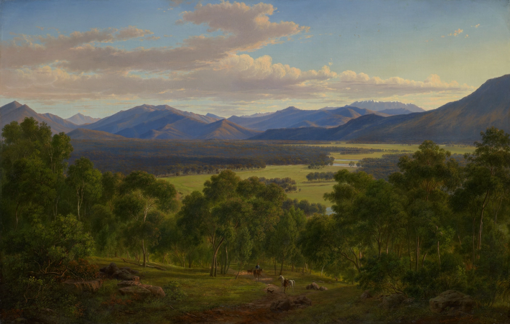 Spring in the valley of the Mitta Mitta with the Bogong Ranges in the distance, 1863 - Eugene von Guerard 