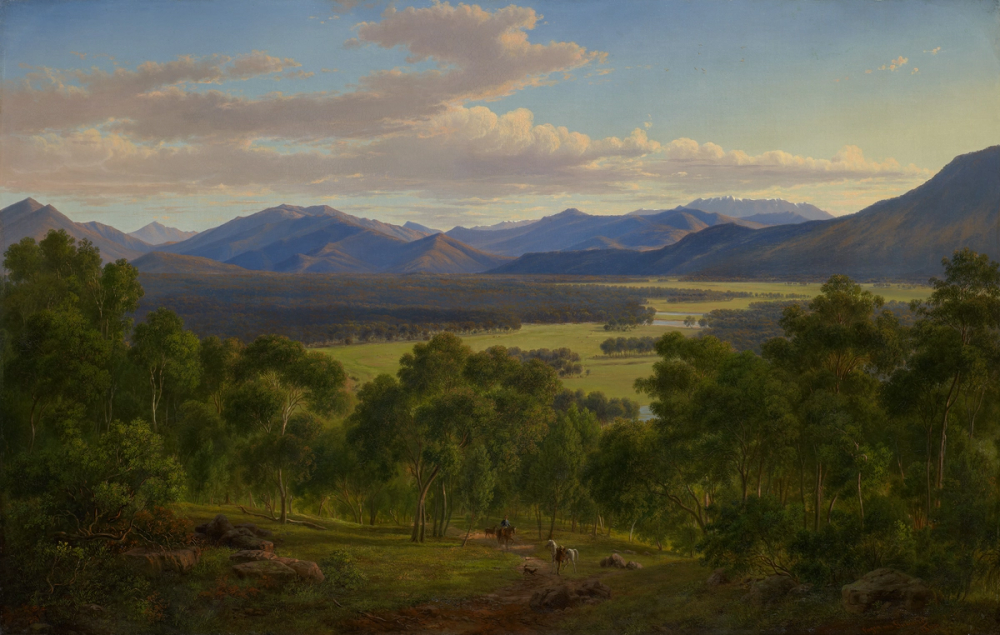 Spring in the valley of the Mitta Mitta with the Bogong Ranges in the distance, 1863 - Eugene von Guerard
