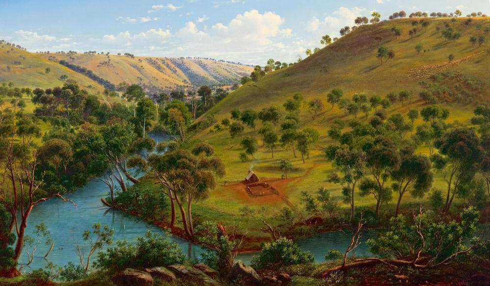 Early settlement of Thomas & William Lang. Salt Water River Port Phillip, New South Wales. March 1840, 1866 - Eugene von Guerard