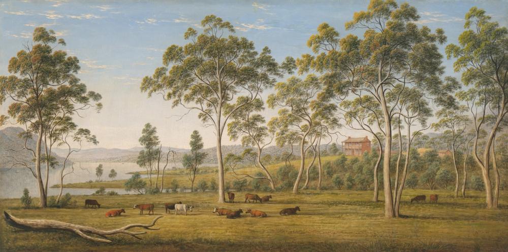 Mr Robinson's house on the Derwent, Van Diemen's Land, 1838 - John Glover 