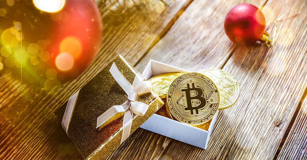 bilde av bitcoin i gaveeske