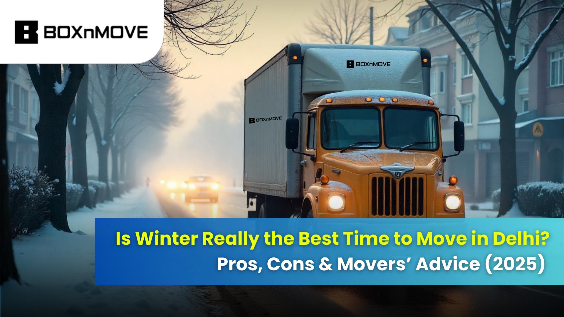 BOXnMOVE trucks involved in relocation in winter. BOXnMOVE trucks involved in relocation in winter.