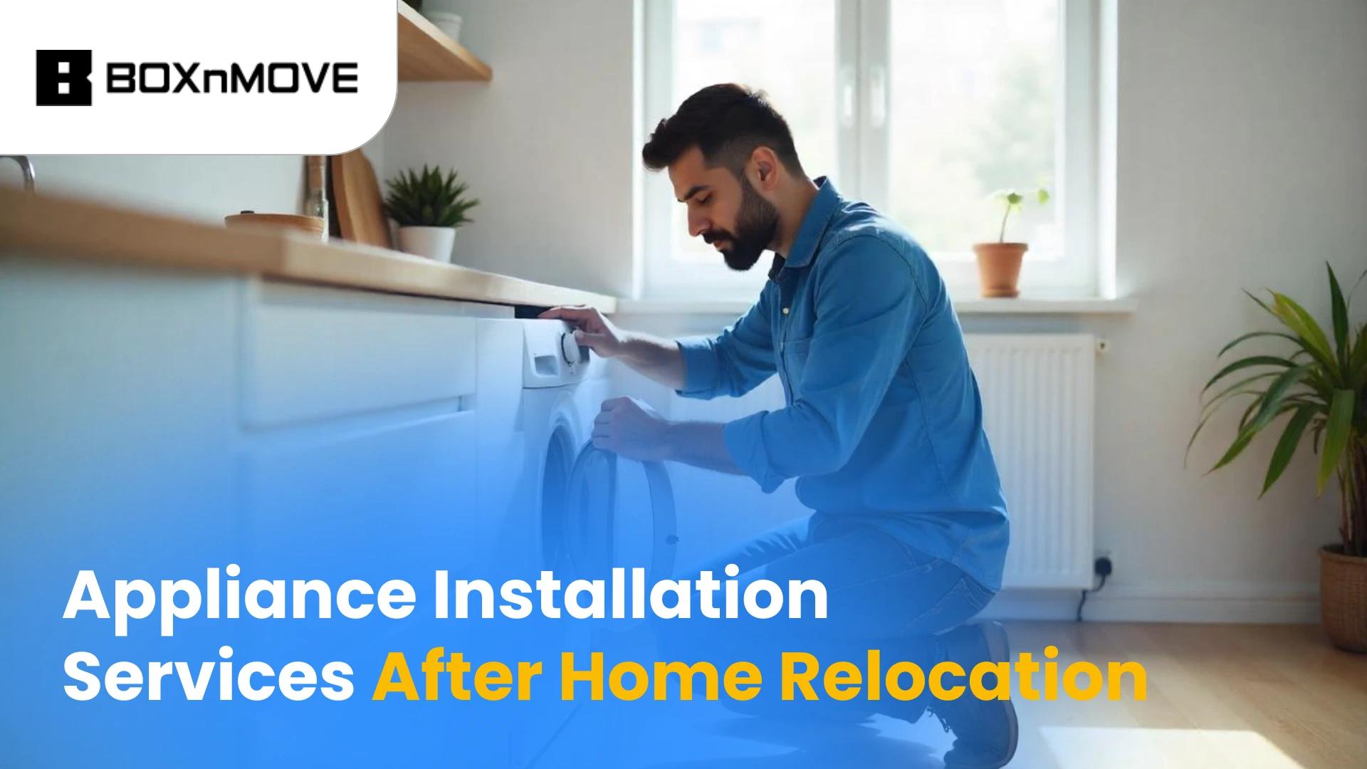 Picture shows a man installing appliances after home relocation Picture shows a man installing appliances after home relocation