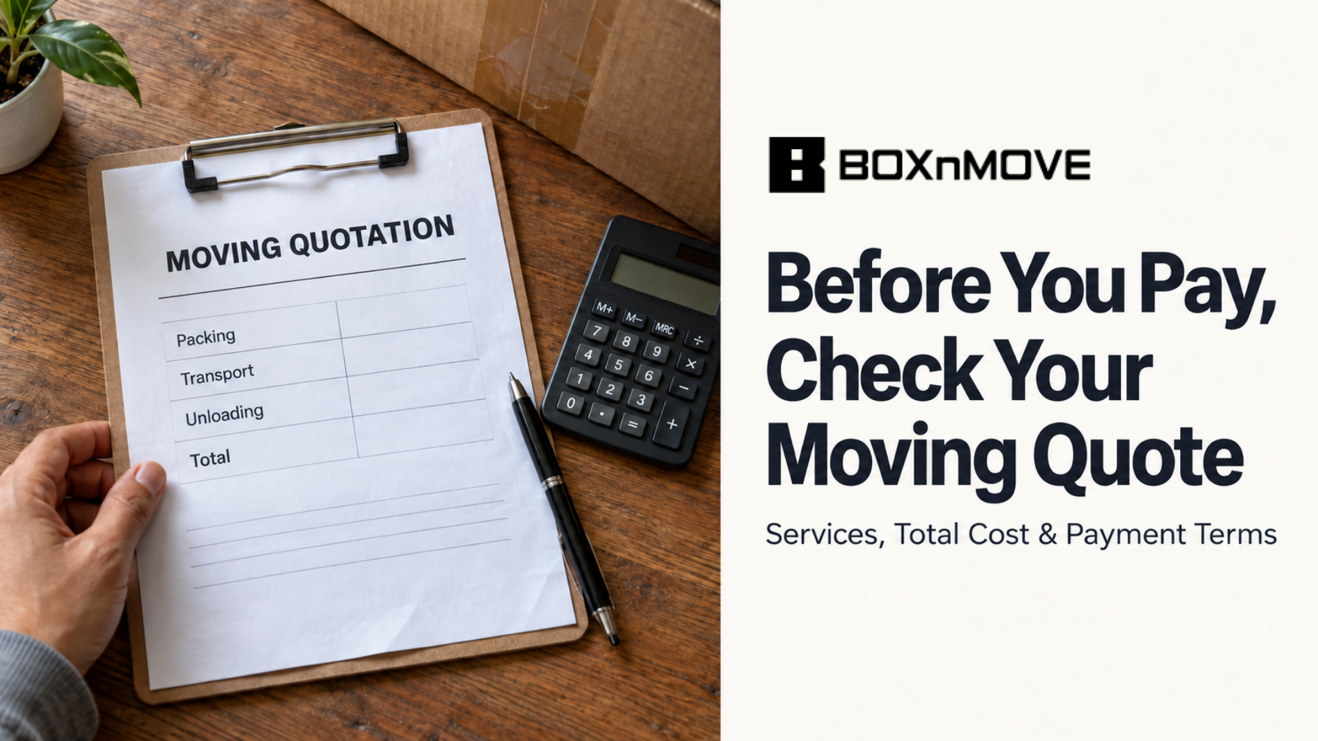 packers and movers quotation checklist
