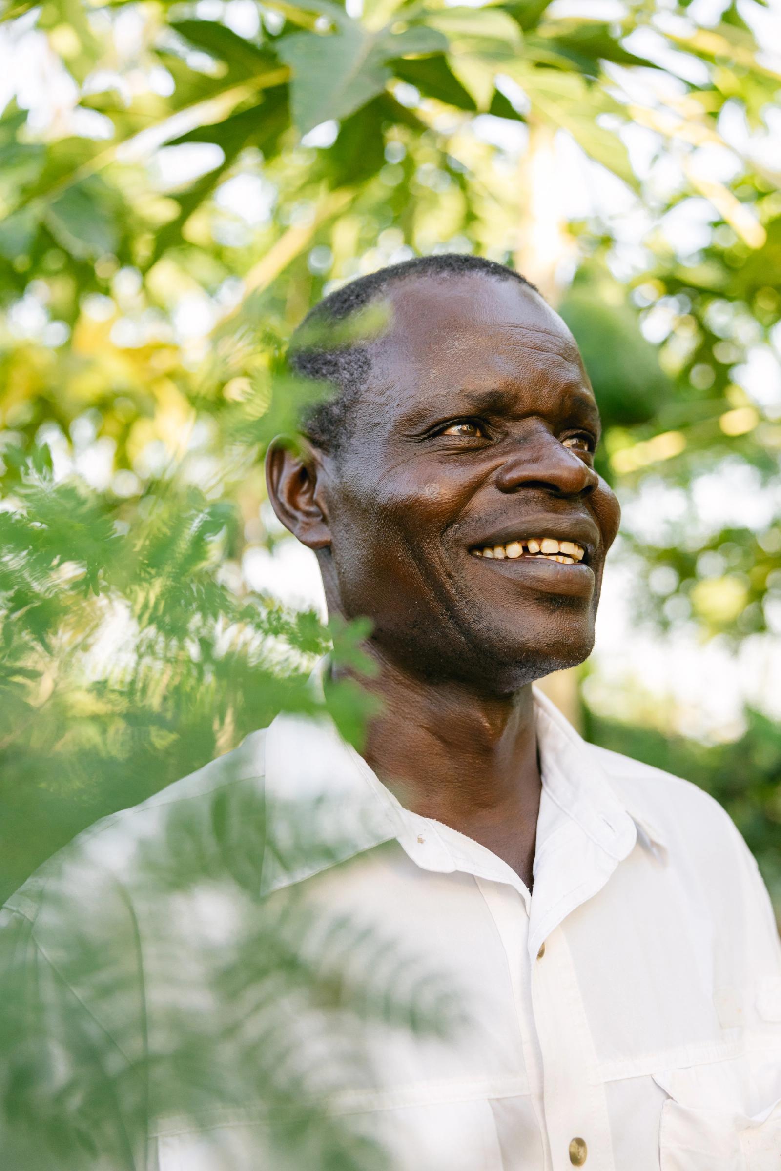 A farmer harvesting peppers