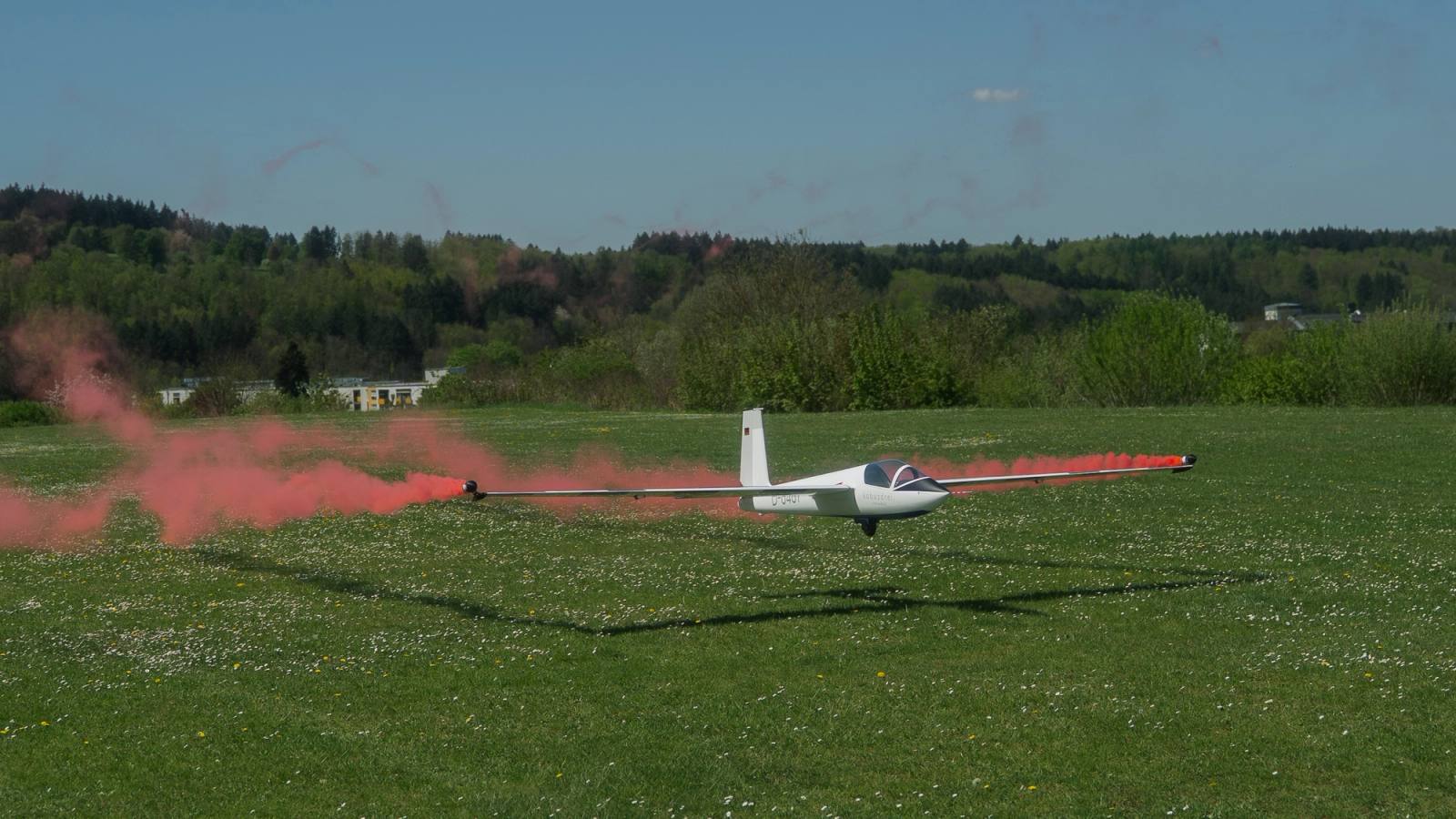 Landung mit Rauch