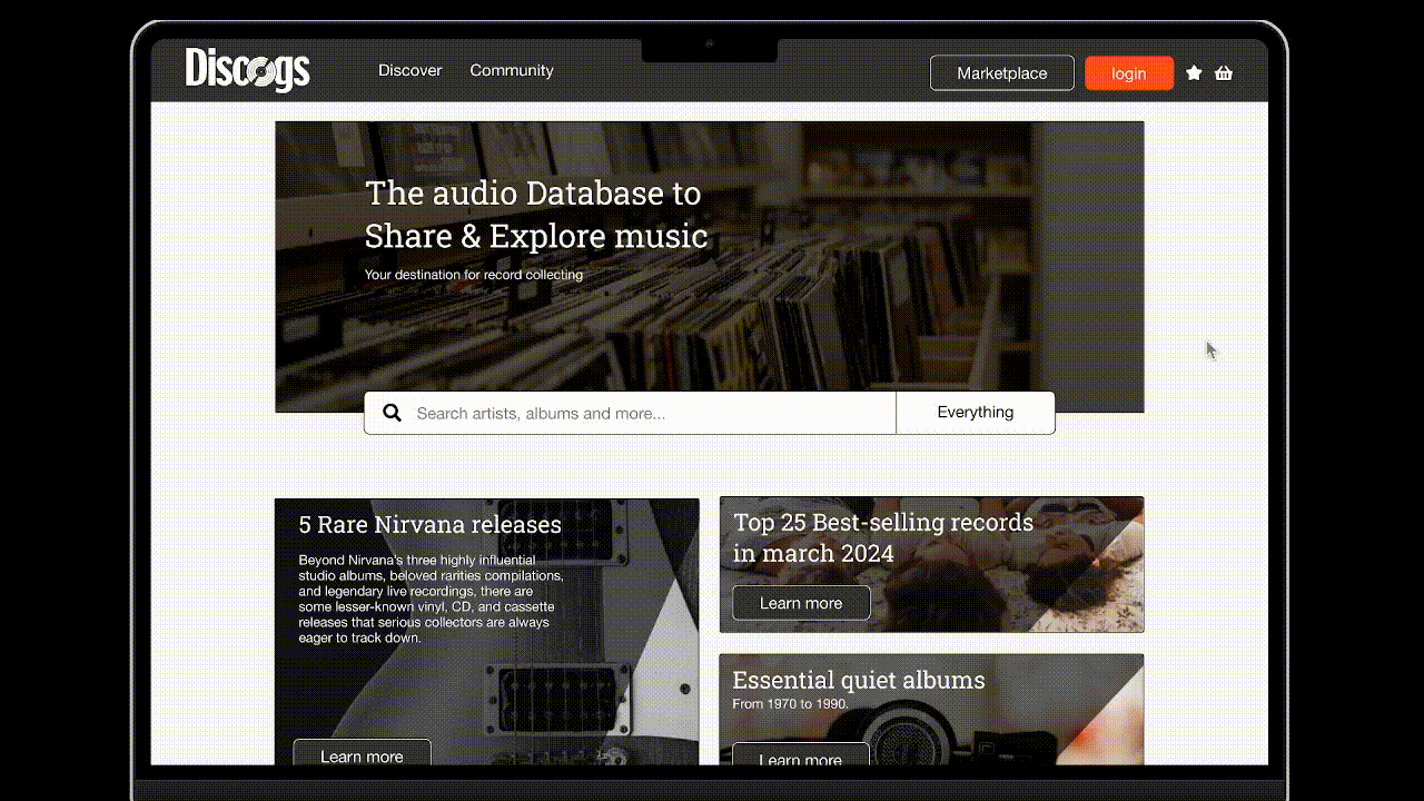 Discogs redesign homepage