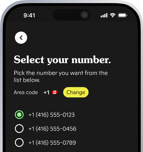Select a number in the Cooee app