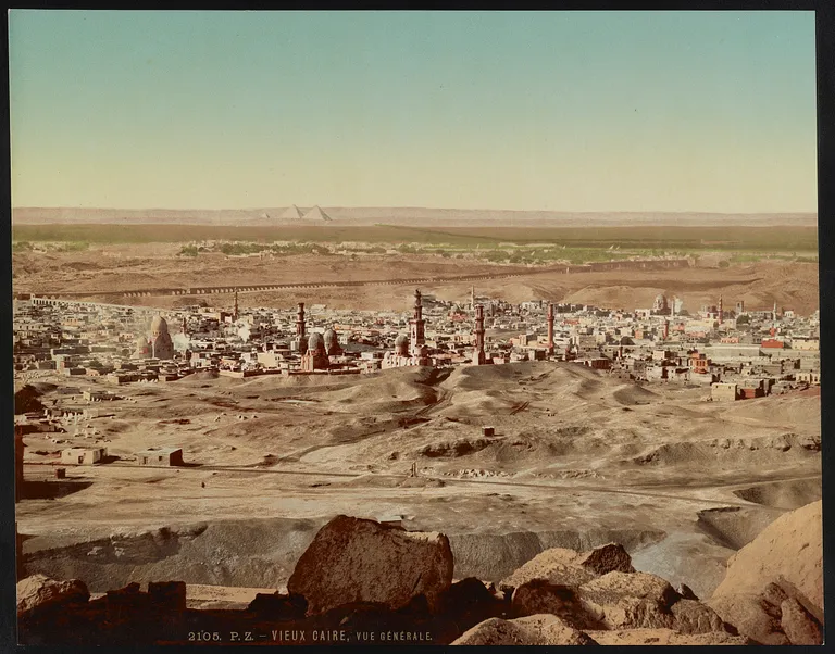 A color photochrom view across Old Cairo around 1890.