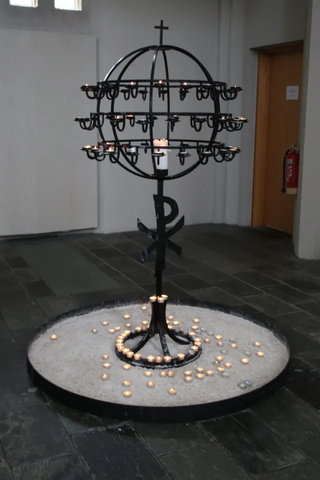 Candles in Hallgrímskirkja in Reykjavik Iceland