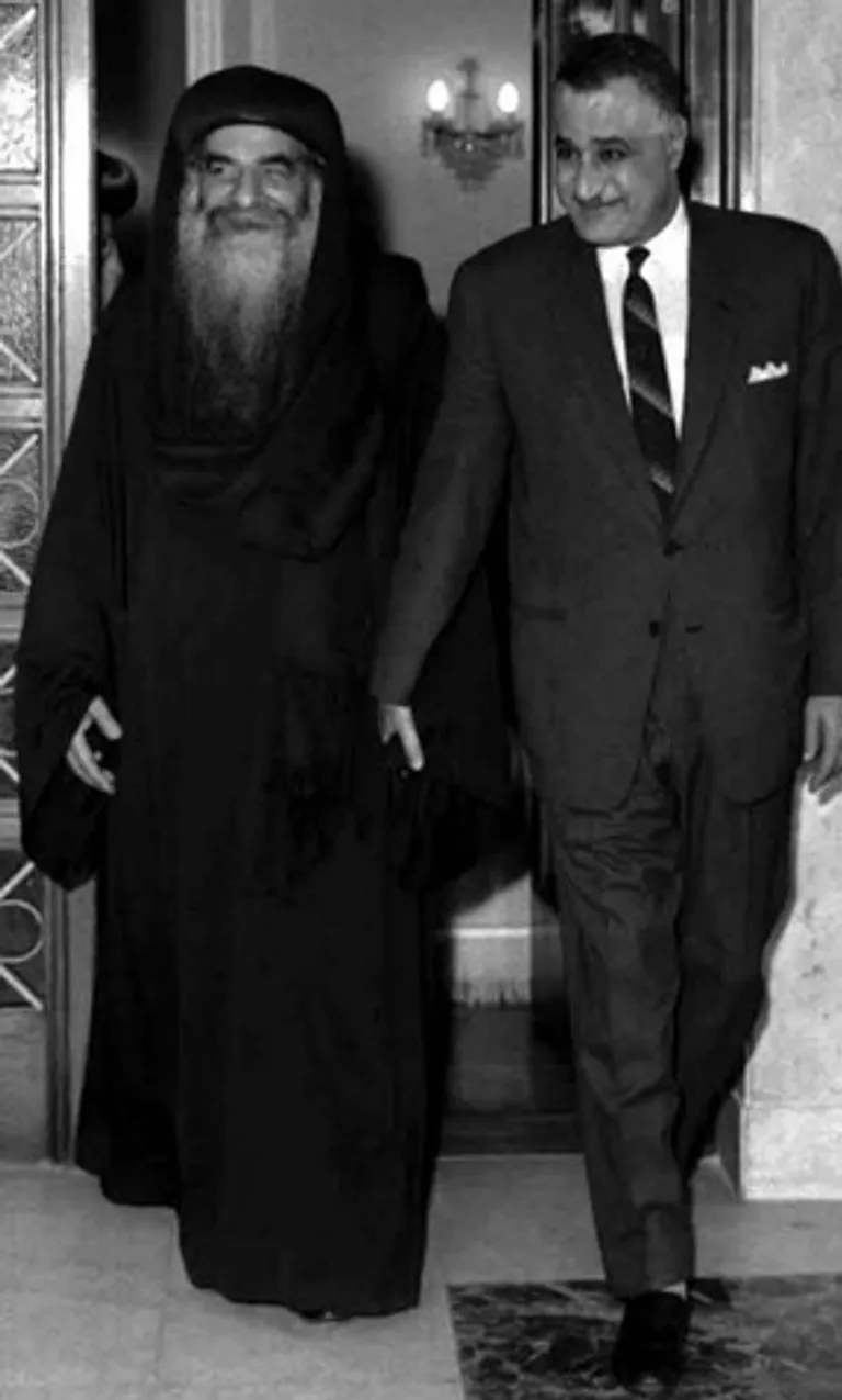 Pope Kyrillos VI with President Gamal Abdel Nasser in 1967.