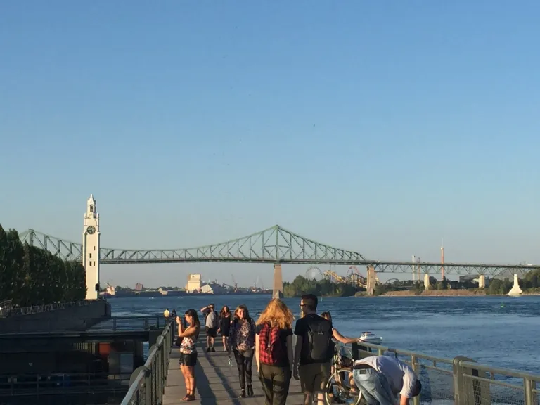 The Clock Tower, river, and bridge at Montréal’s Old Port.