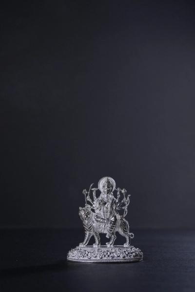 Divine Sri Durga Devi on Tiger Silver Idol