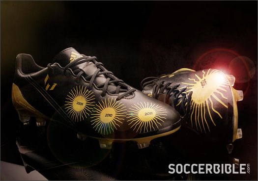 Messi's black/gold F50 adiZero "Ballon d'Or" boot, main product view