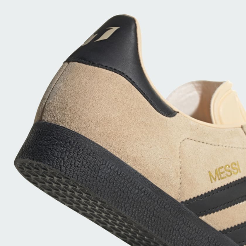 adidas Gazelle Messi "Triunfo Dorado" beige/gold colorway