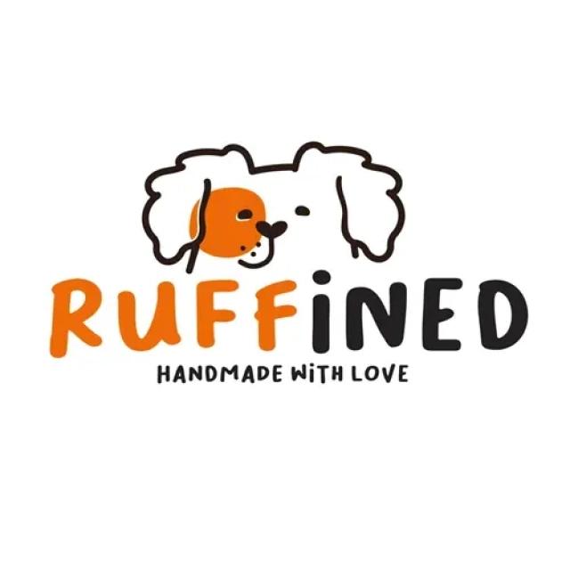 White branded logo, with cartoon dog and orange & black text. 