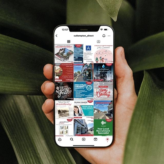 iPhone featuring Cullompton Direct's Instagram feed