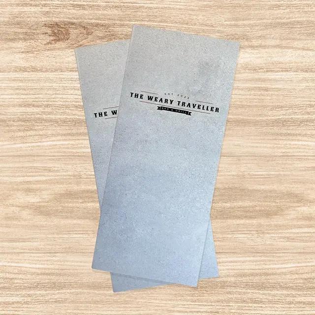 Menus folded on table