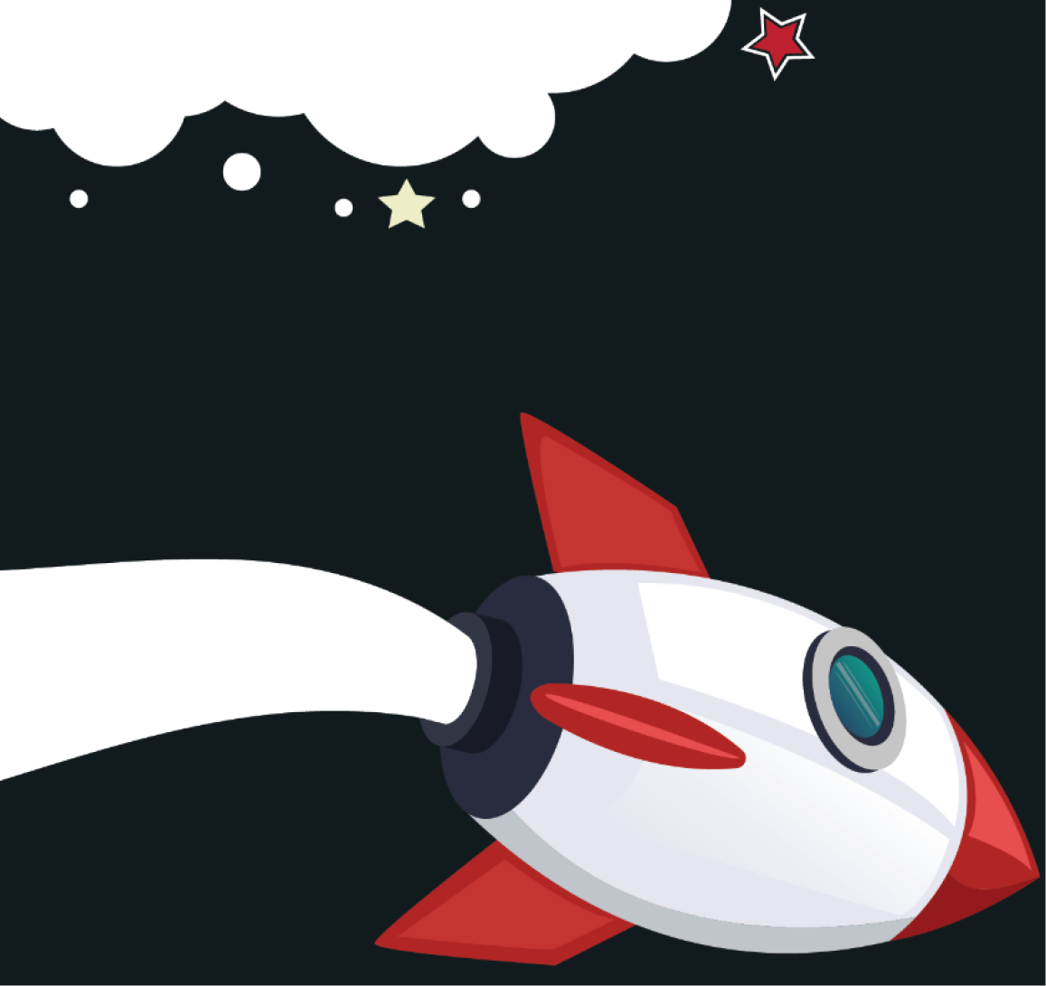 rocket with stars