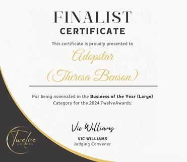 Finalist Certificate for Twelve Awards 2024 Business of the Year (Large)