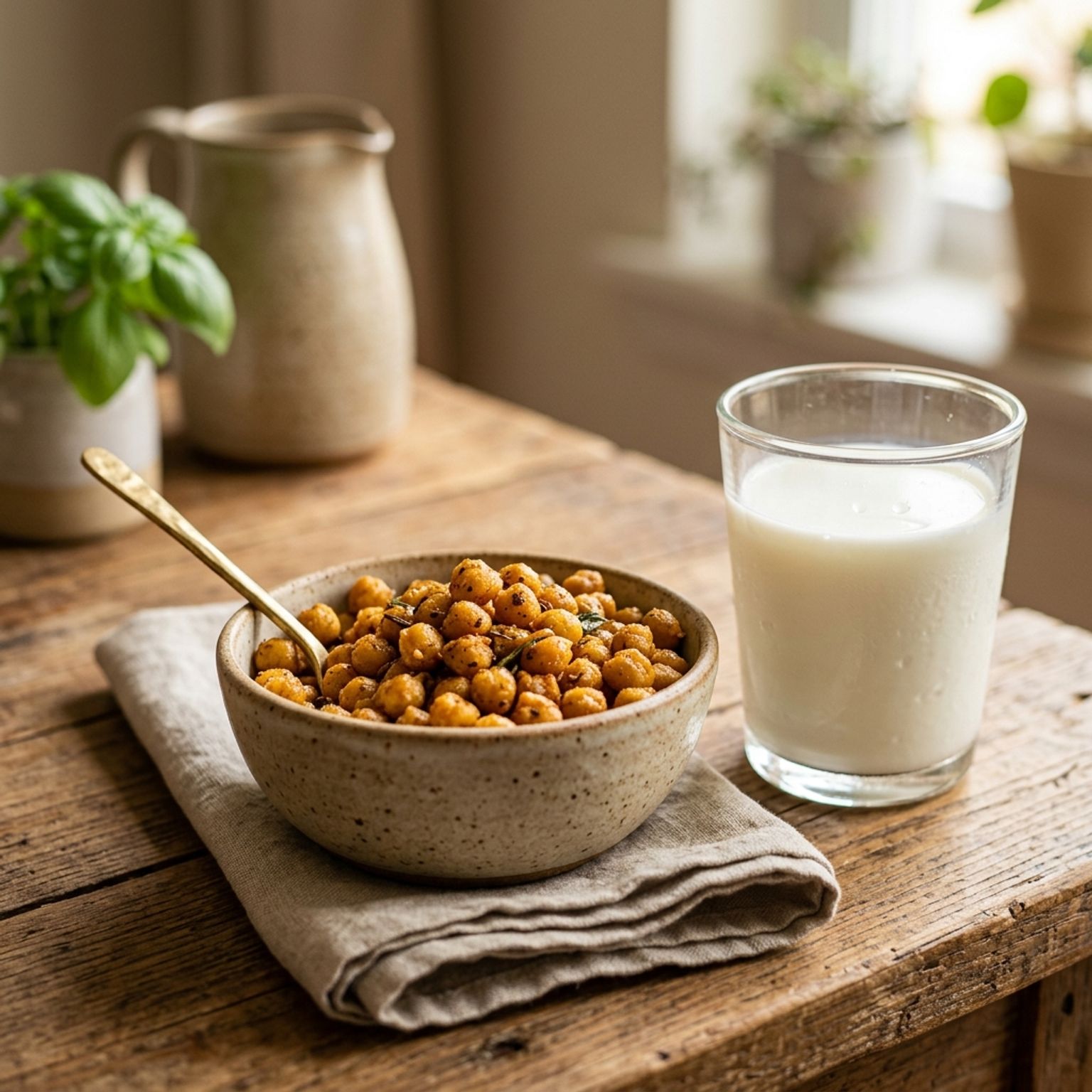 Roasted chana + milk