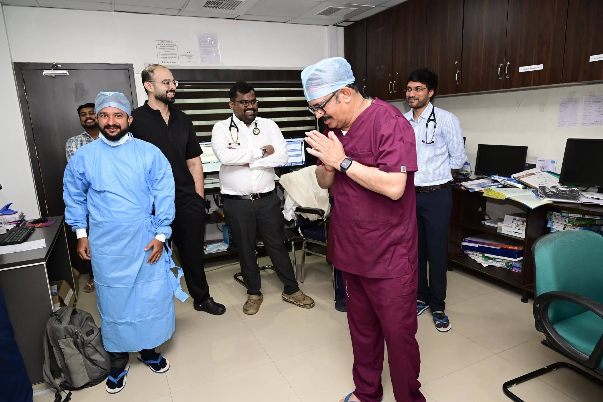Hospital team gathered in a hallway