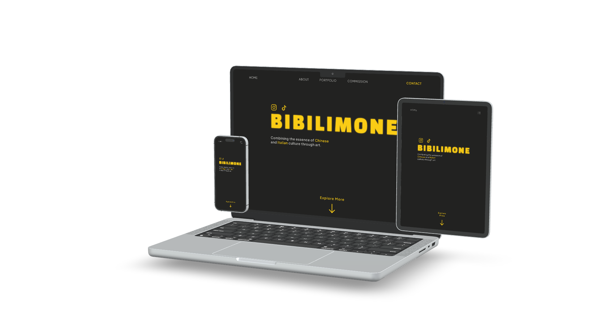 Mockup of website created by Atomic Principles Web Design on laptop, tablet, and phone.