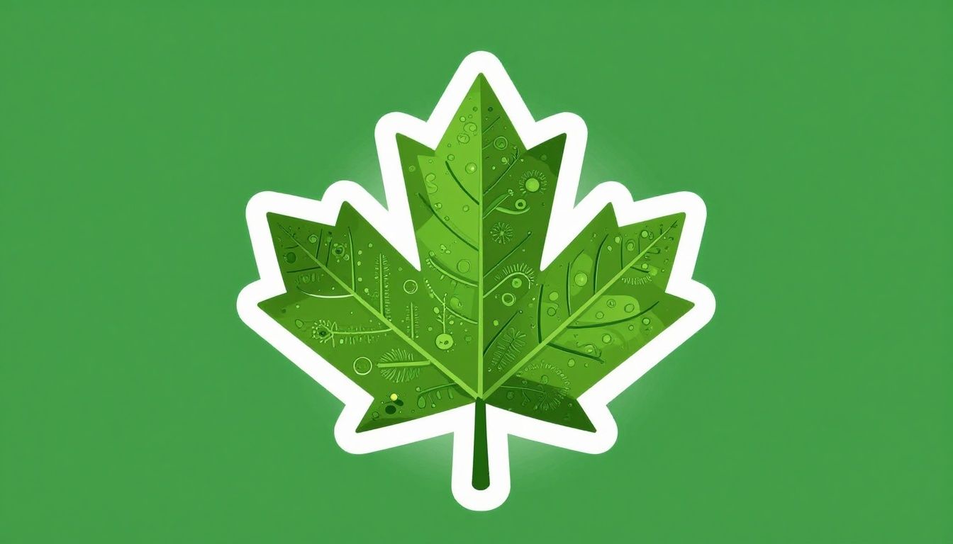 A graphic illustration showing a Canadian dollar sign intertwined with a green leaf, symbolizing energy rebates and savings.