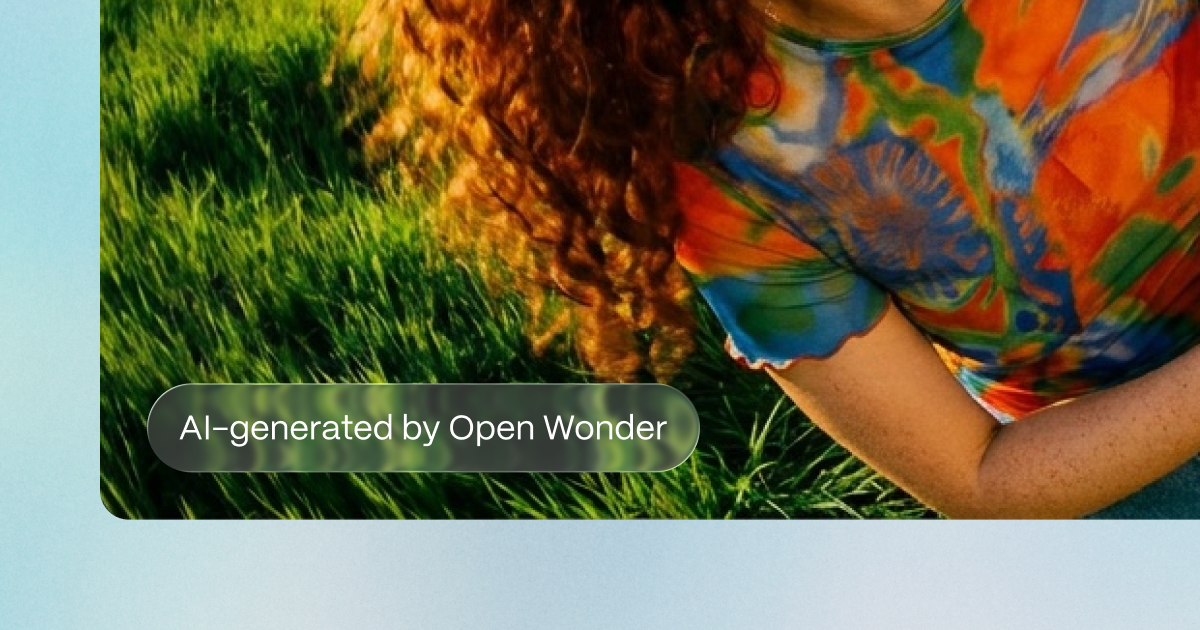 Open Wonder automatically displays an 'AI-generated by Open Wonder' label on generated images (AI-Generated)