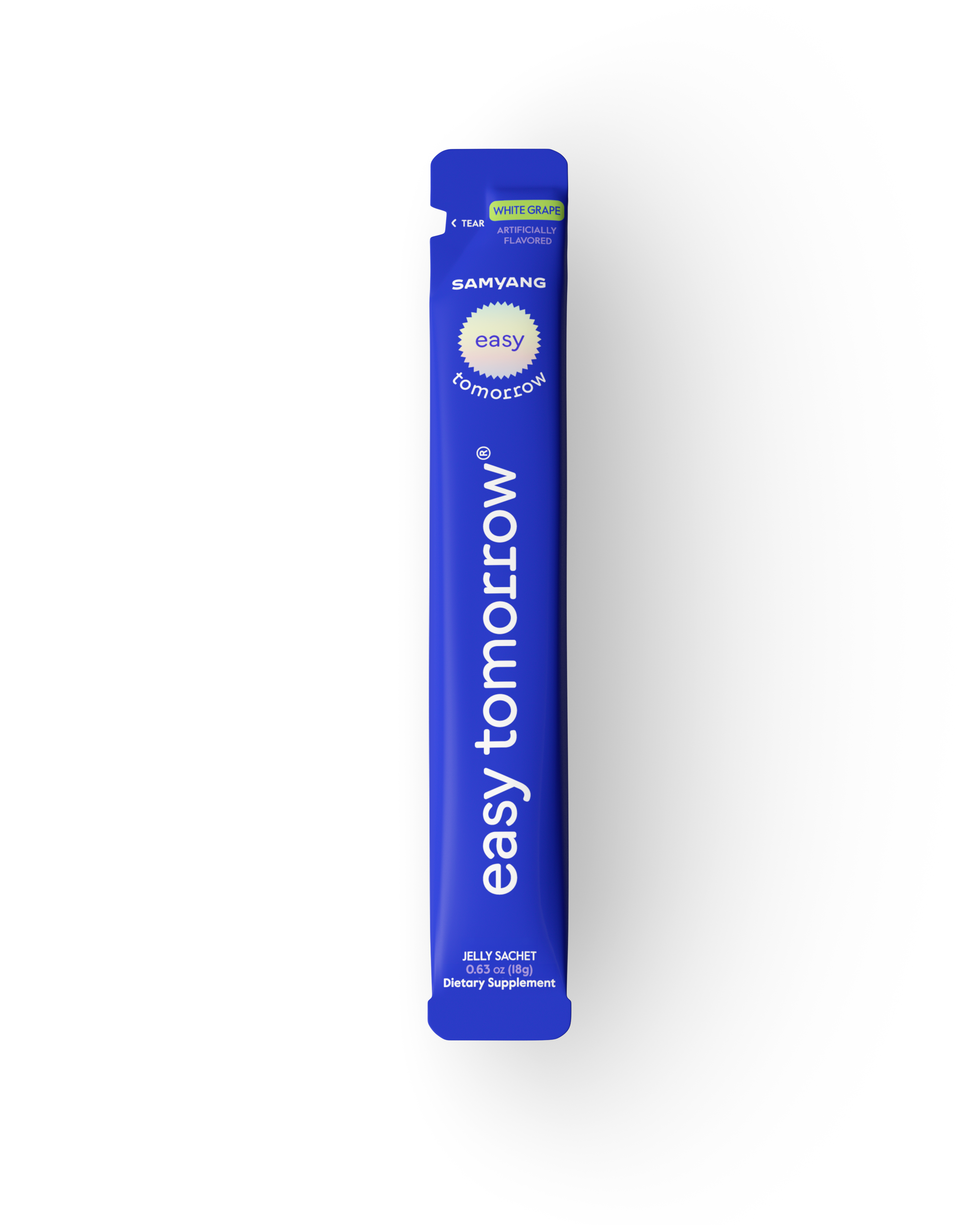 Easy Tomorrow sachet, white grape flavor packaging