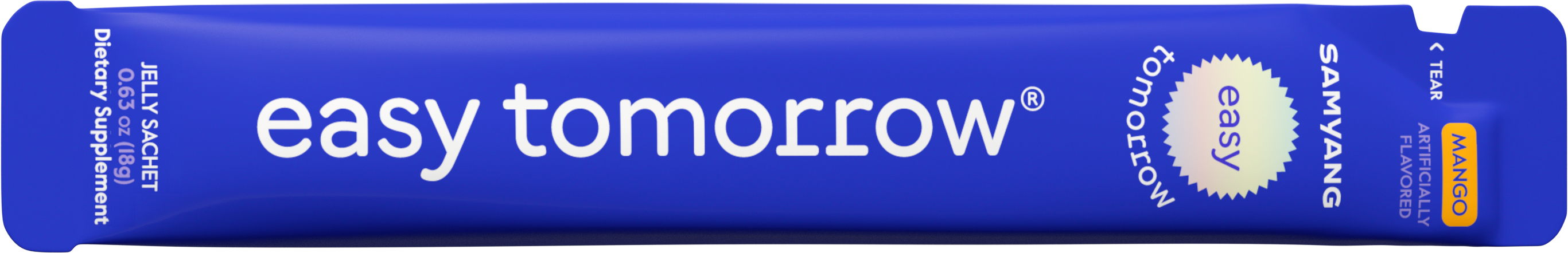 Easy Tomorrow sachet, mango flavor packaging