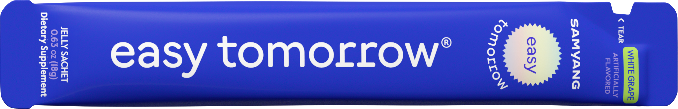 Easy Tomorrow sachet, white grape flavor packaging