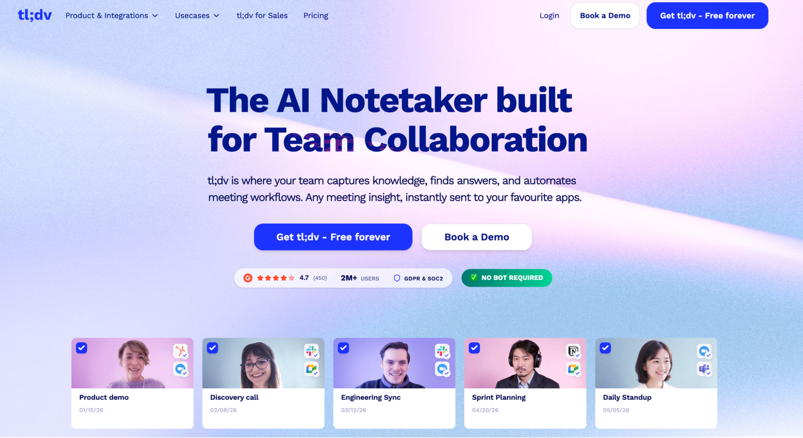 tl;dv homepage