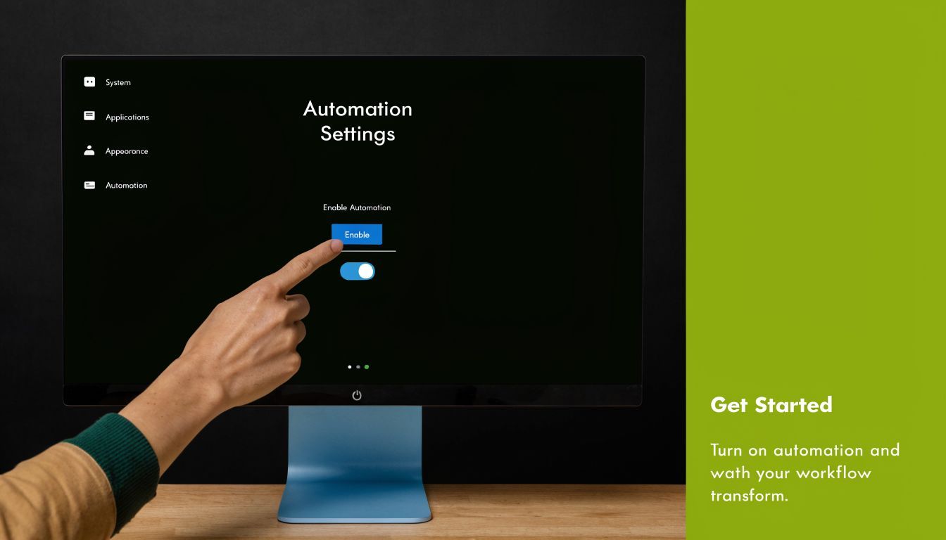 A person touching a computer screen to enable automation settings on a digital dashboard display.