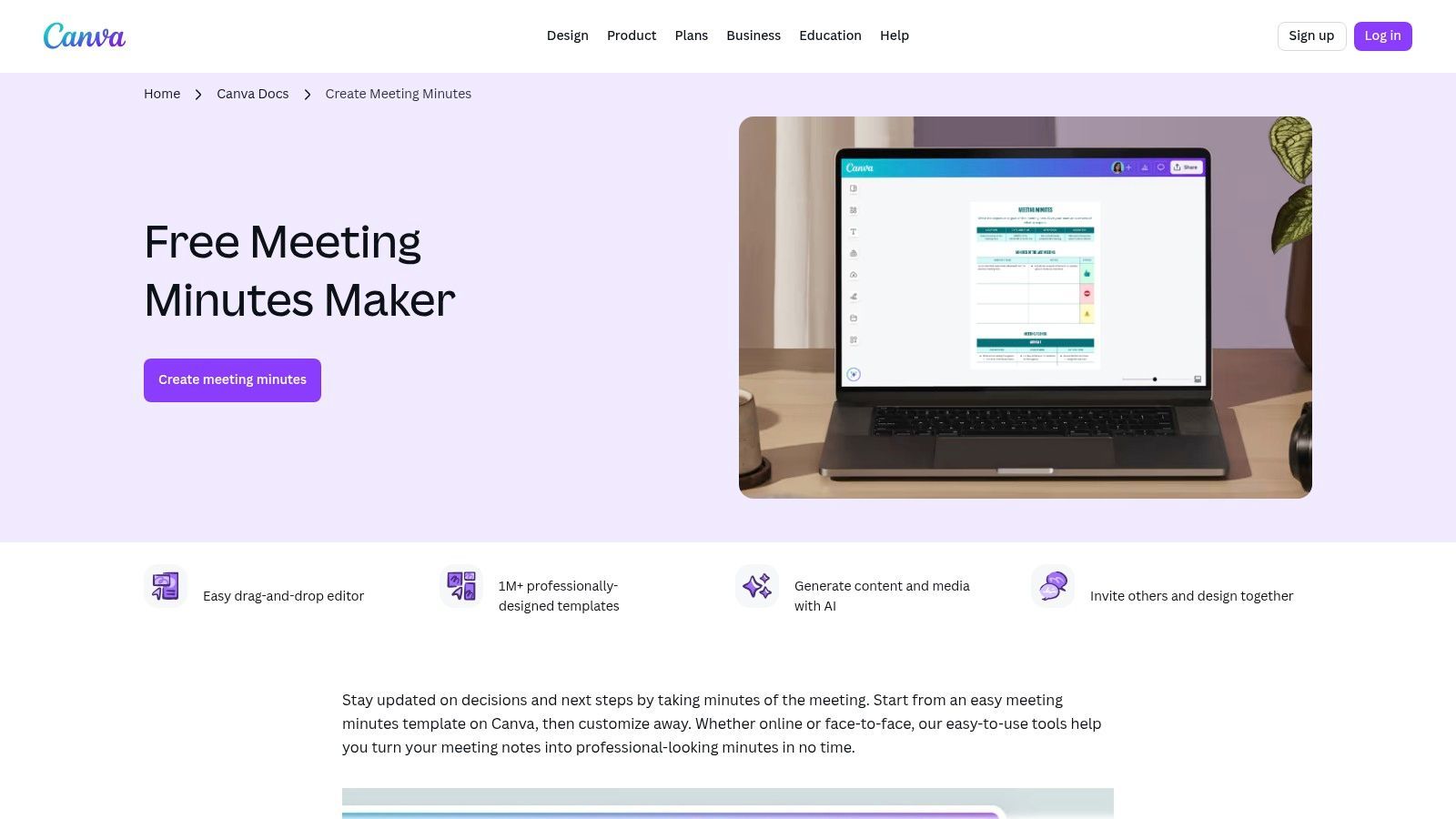 Canva Meeting Minutes Maker