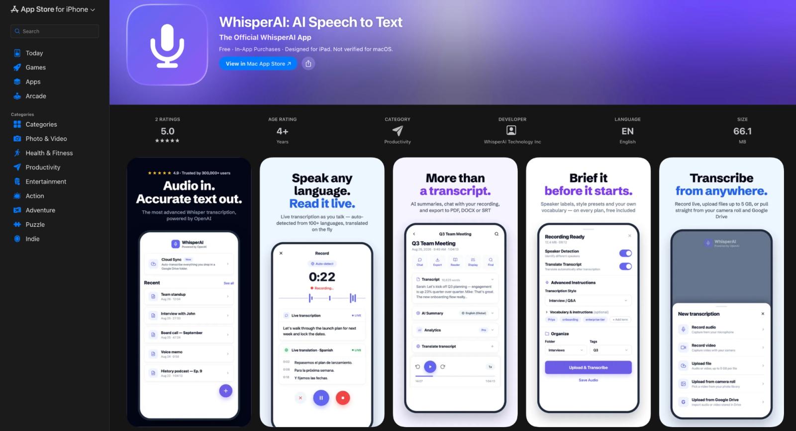 Download WhisperAI on your iPhone or iPad