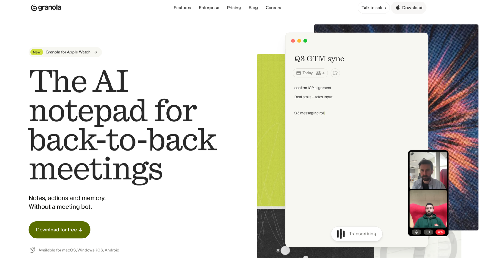 Granola homepage
