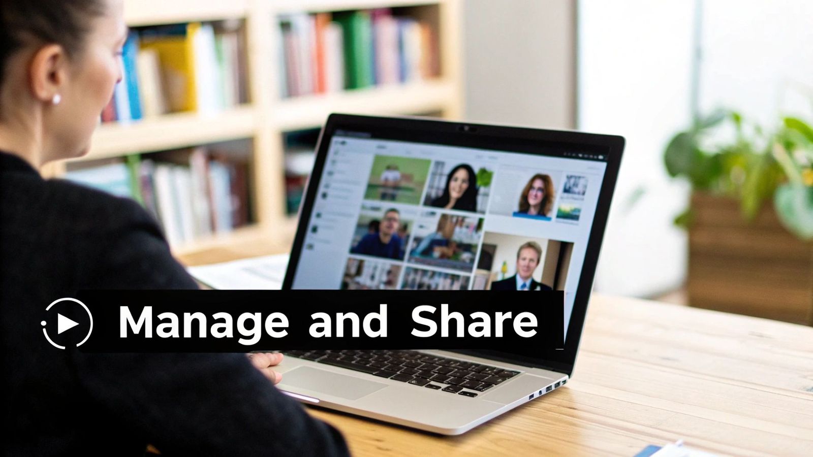 A person managing files on a laptop, symbolizing Webex recording management.