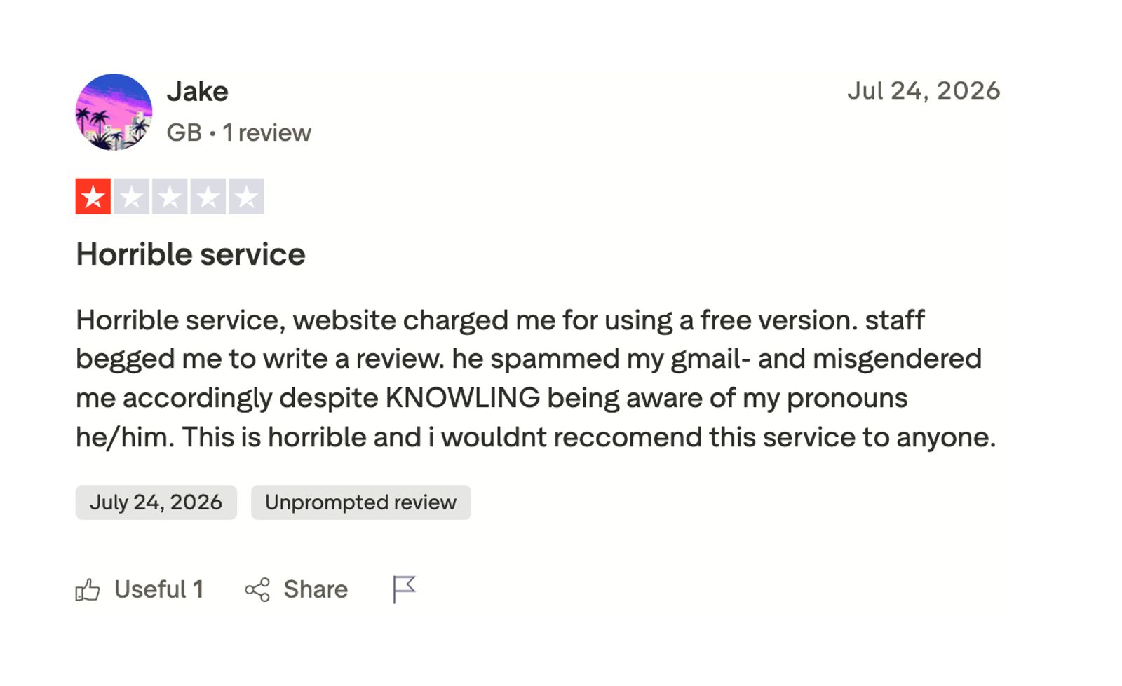 TurboScribe review stating staff asked the customer to write a review