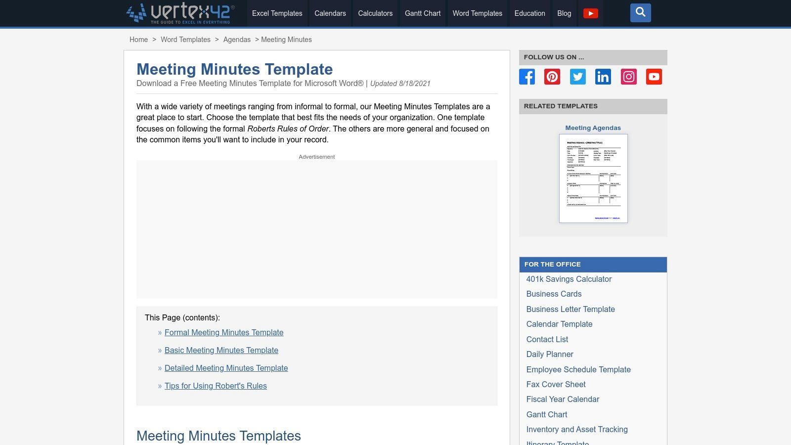 Vertex42 (Meeting Minutes Templates)