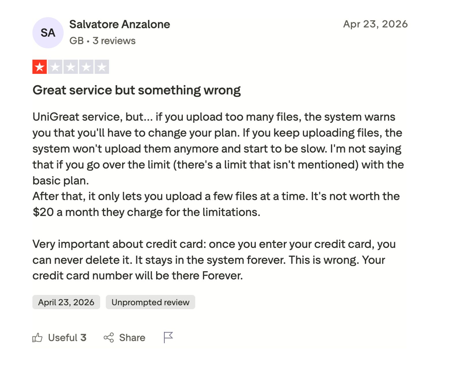 TurboScribe review mentioning an undisclosed upload limit