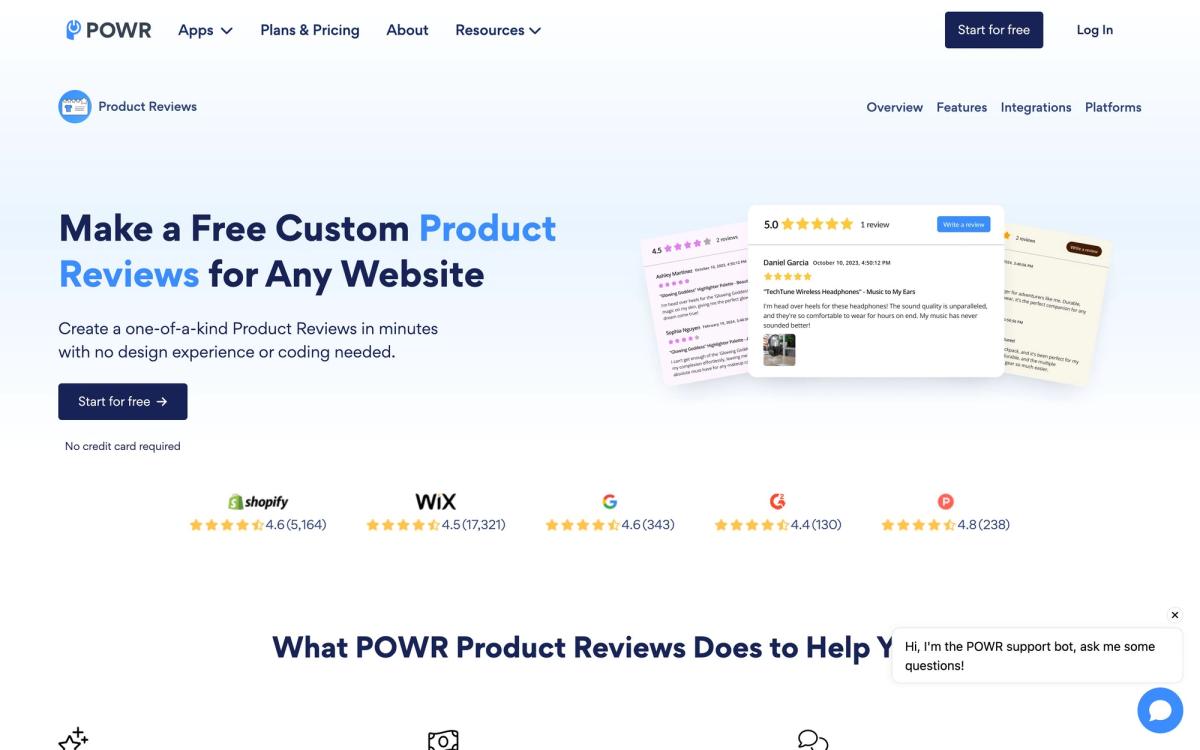 POWR, product page screenshot