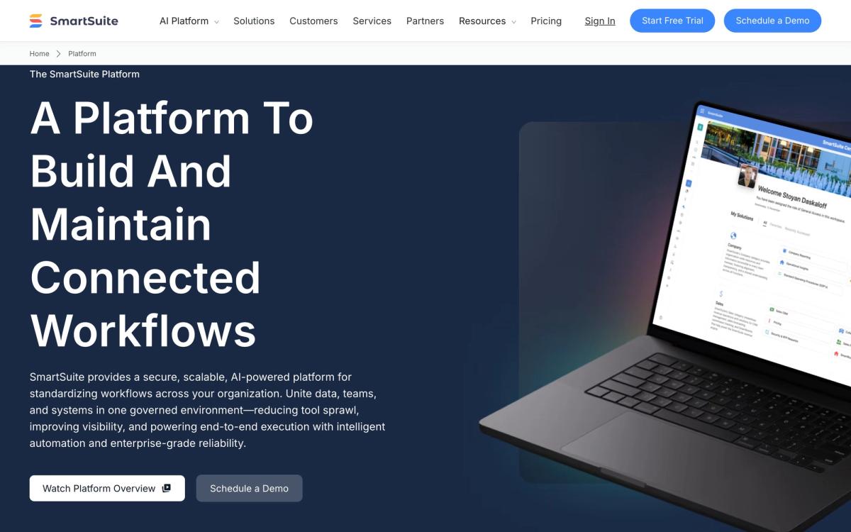 SmartSuite, product page screenshot