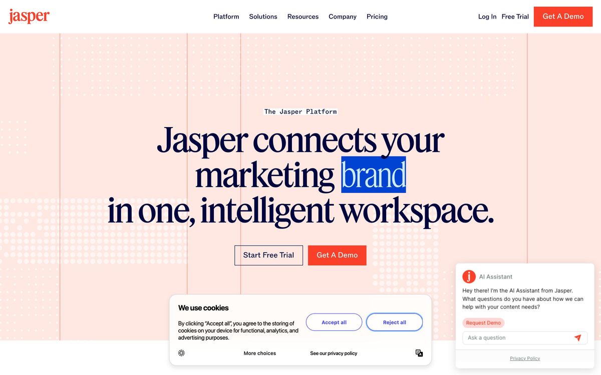 Jasper AI: product page screenshot
