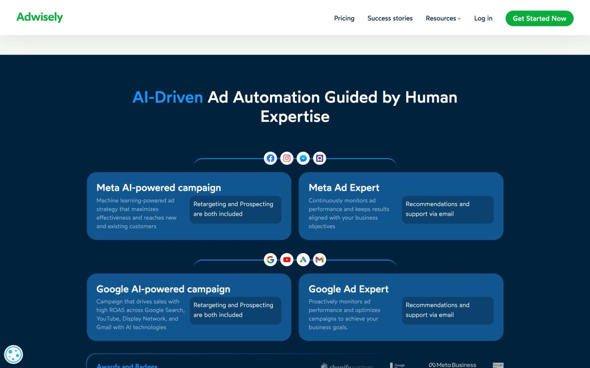 Adwisely, product overview page screenshot