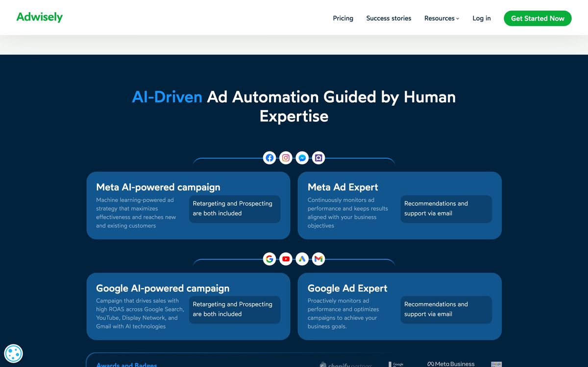 Adwisely, product overview page screenshot