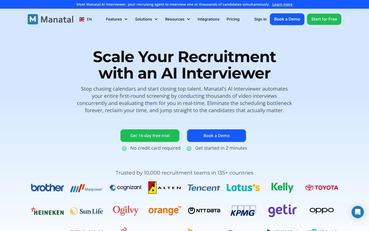 Manatal: how it works page screenshot